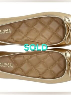 Pale gold  Michael Kors Leather Ballet Flat